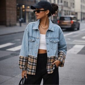 Denim & Plaid Shacket | Boho Western Jacket | Button Down